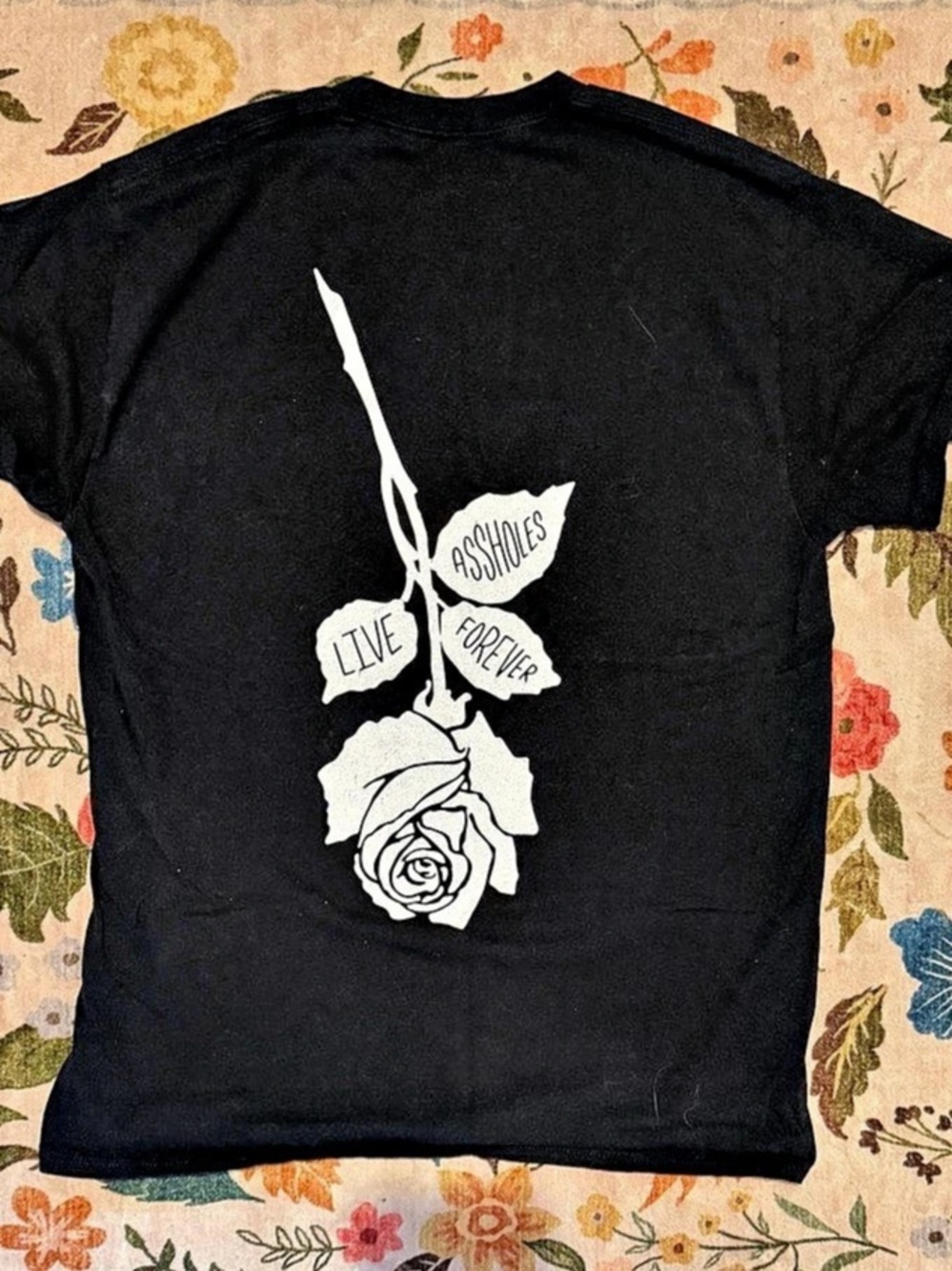 Assholes Live Forever Assholes Rose Black T-Shirt Graphic Tee Black & White